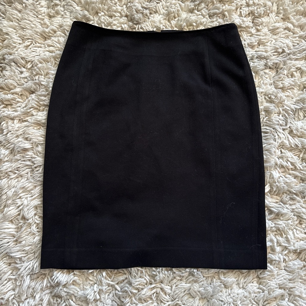 H&M Black Pencil Skirt With Gold Zipper & Slit